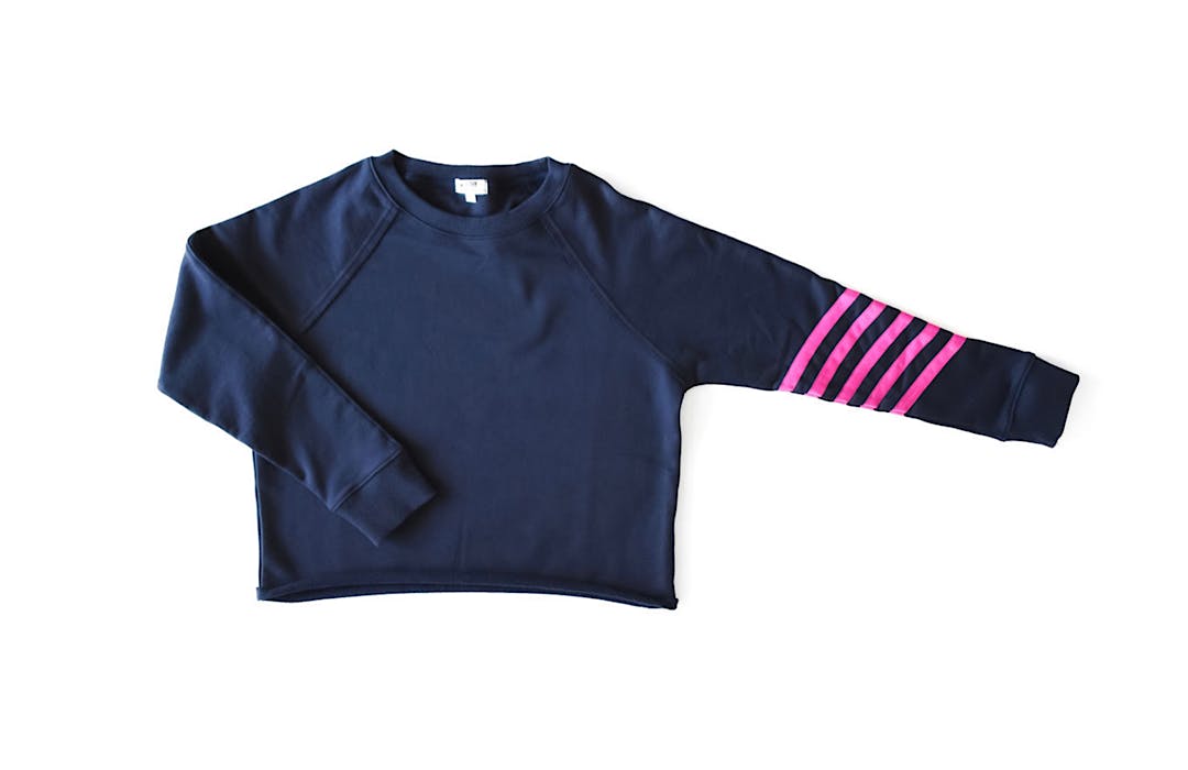 Women's Cropped Crew Neck With Neon Stripes