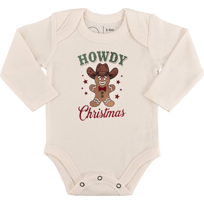 long sleeve graphic bodysuit | howdy gingerbread christmas