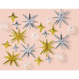 Packed Party Sparkle and Shine Gold Silver Confetti Mylar Balloon Set 21ct - Spark-Shaped and Confetti-Filled Balloons with Glue Dots and Strings Included