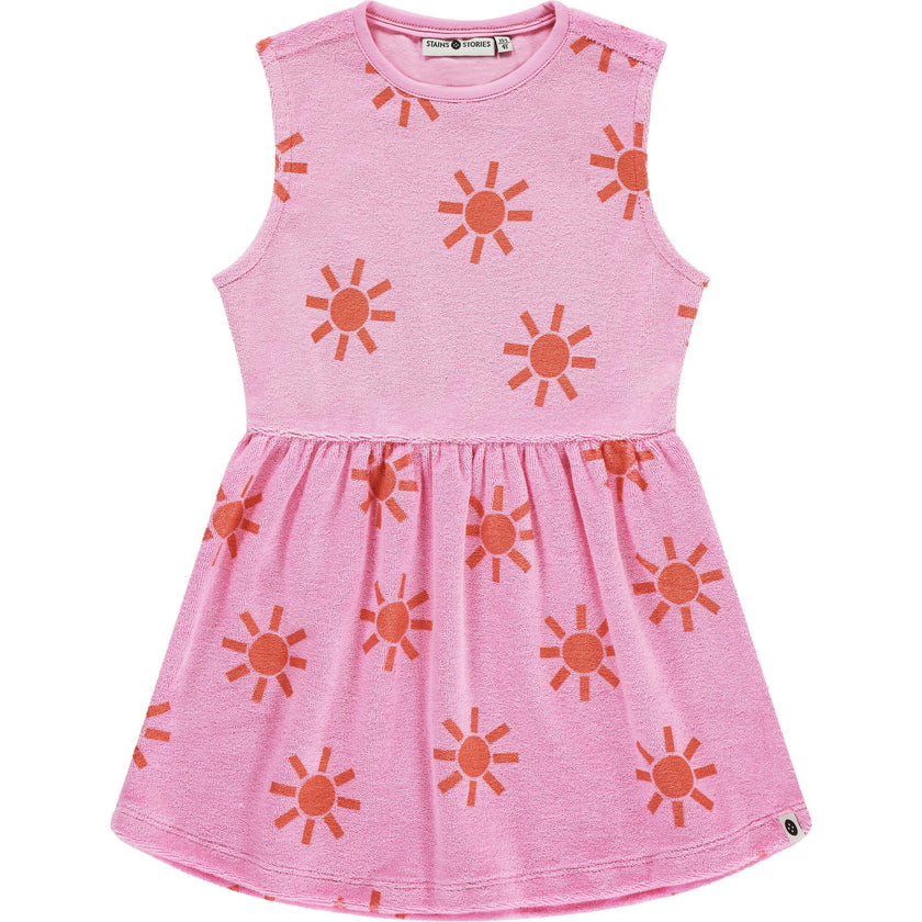 Terry Sleeveless Sun Print Dress