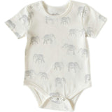 Follow Me Short Sleeve Shoulder Snap One-Piece, Beige