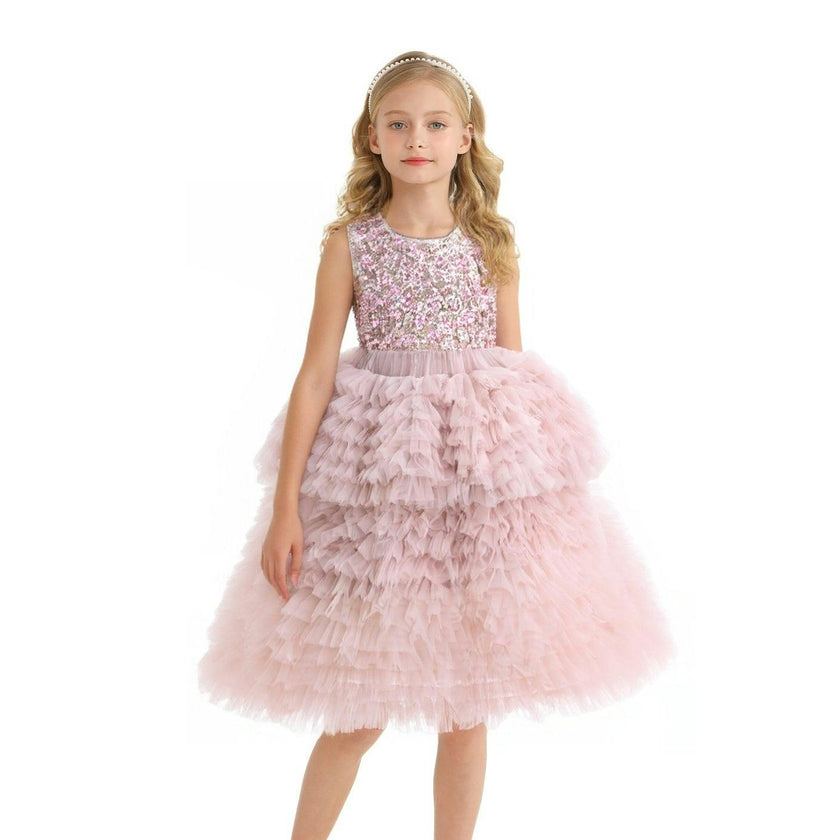 Pink Sparkle Tiered Tulle Dress