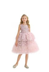 Pink Sparkle Tiered Tulle Dress