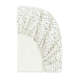 Mini Crib Sheet in GOTS Certified Organic Brushed Cotton in Ivory with Navy Stars