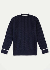 The Navy Merino Cableknit Crew