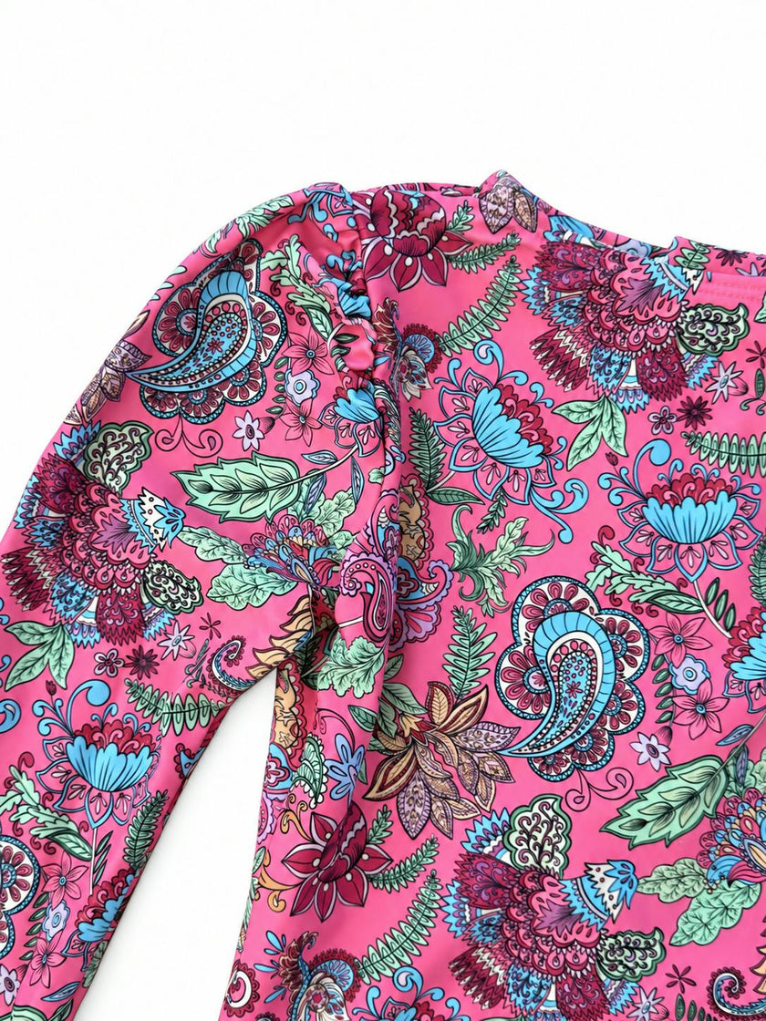 Girls Long Sleeve One Piece Swimsuit with Side Ties – Liberty
