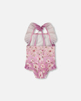 Baby And Toddler One-Piece Swimsuit Purple Flower Print
