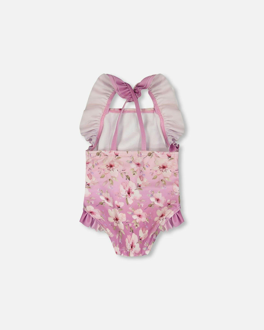 Baby And Toddler One-Piece Swimsuit Purple Flower Print