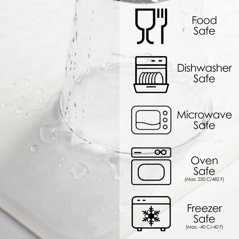 PopYum Silicone Drying Mat (12x16 in, 30x40 cm), Clear-Frosted