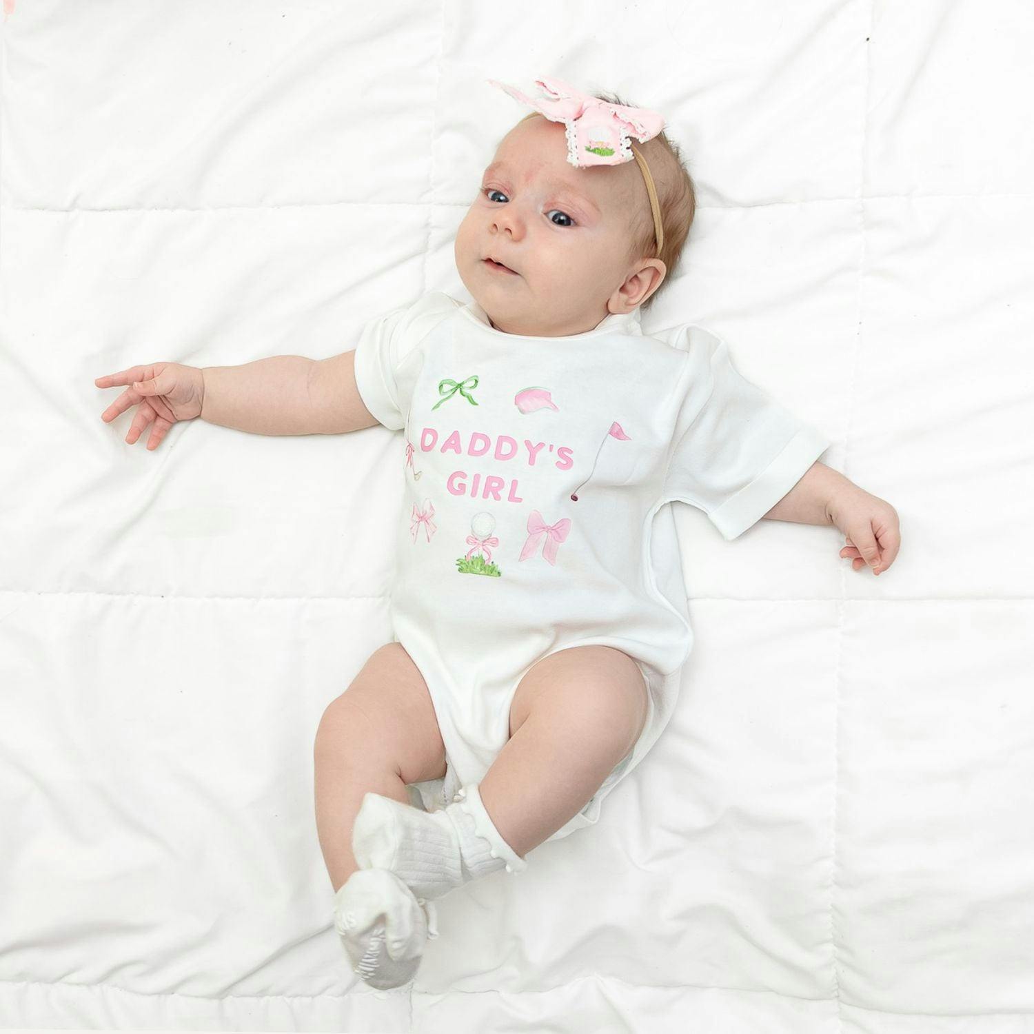 Golf Tee Embroidered Lace Bow Baby Headband