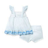 Baby Striped Seashell Matching Set, blue