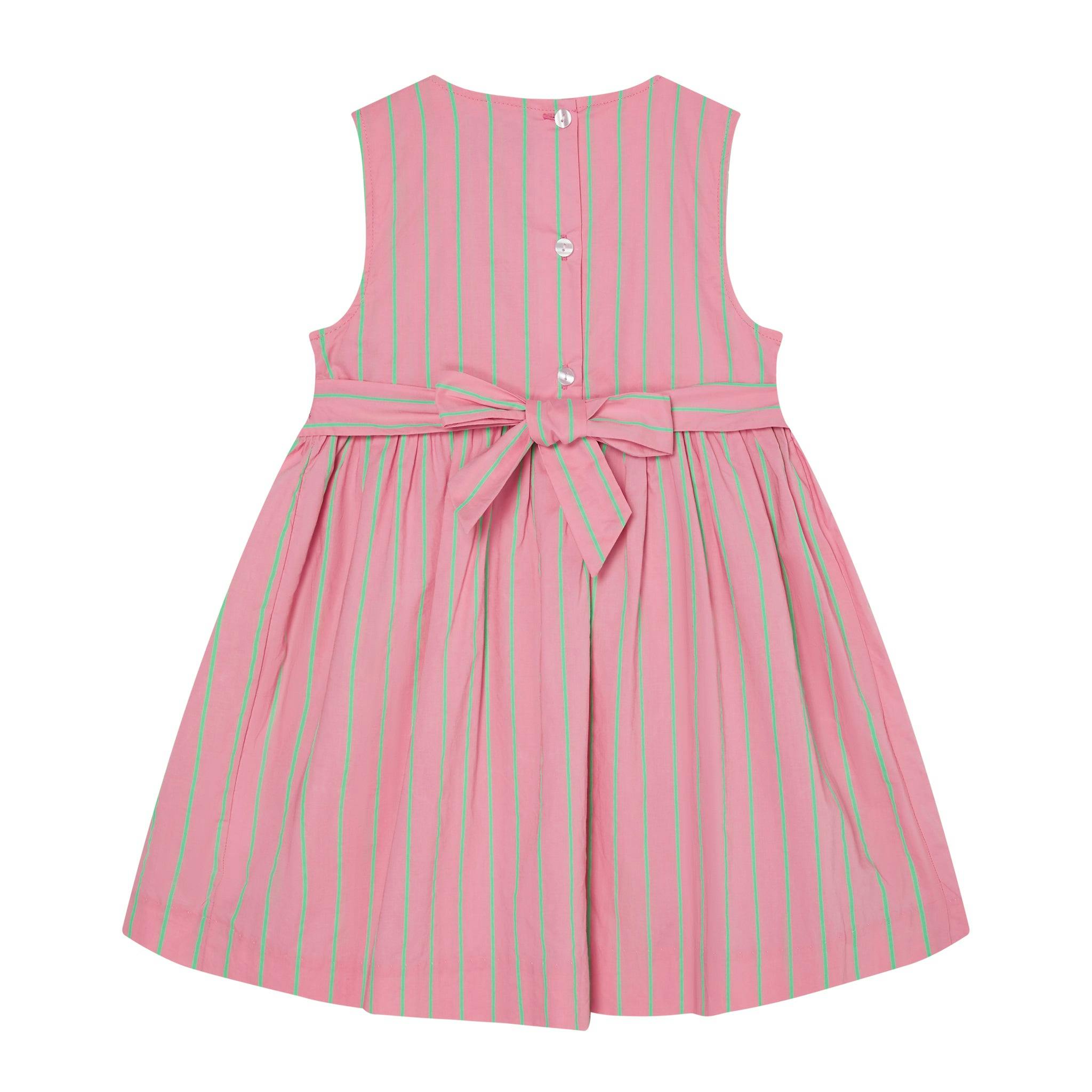Hand-Smocked Girls Dress Coral