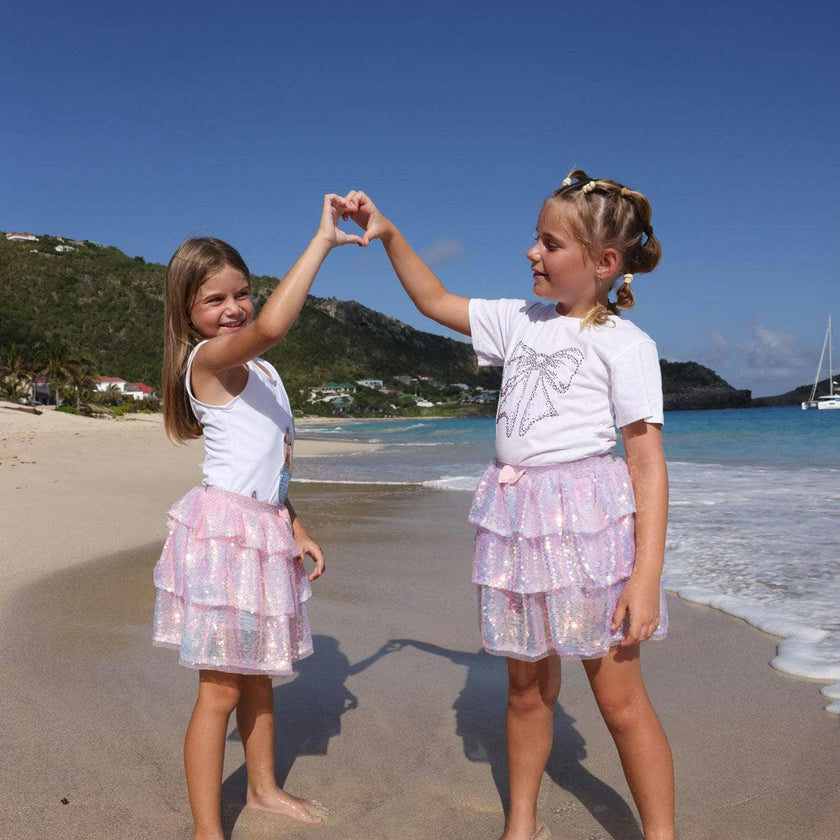 Iridescent Shimmer Sequin Skirt Pink