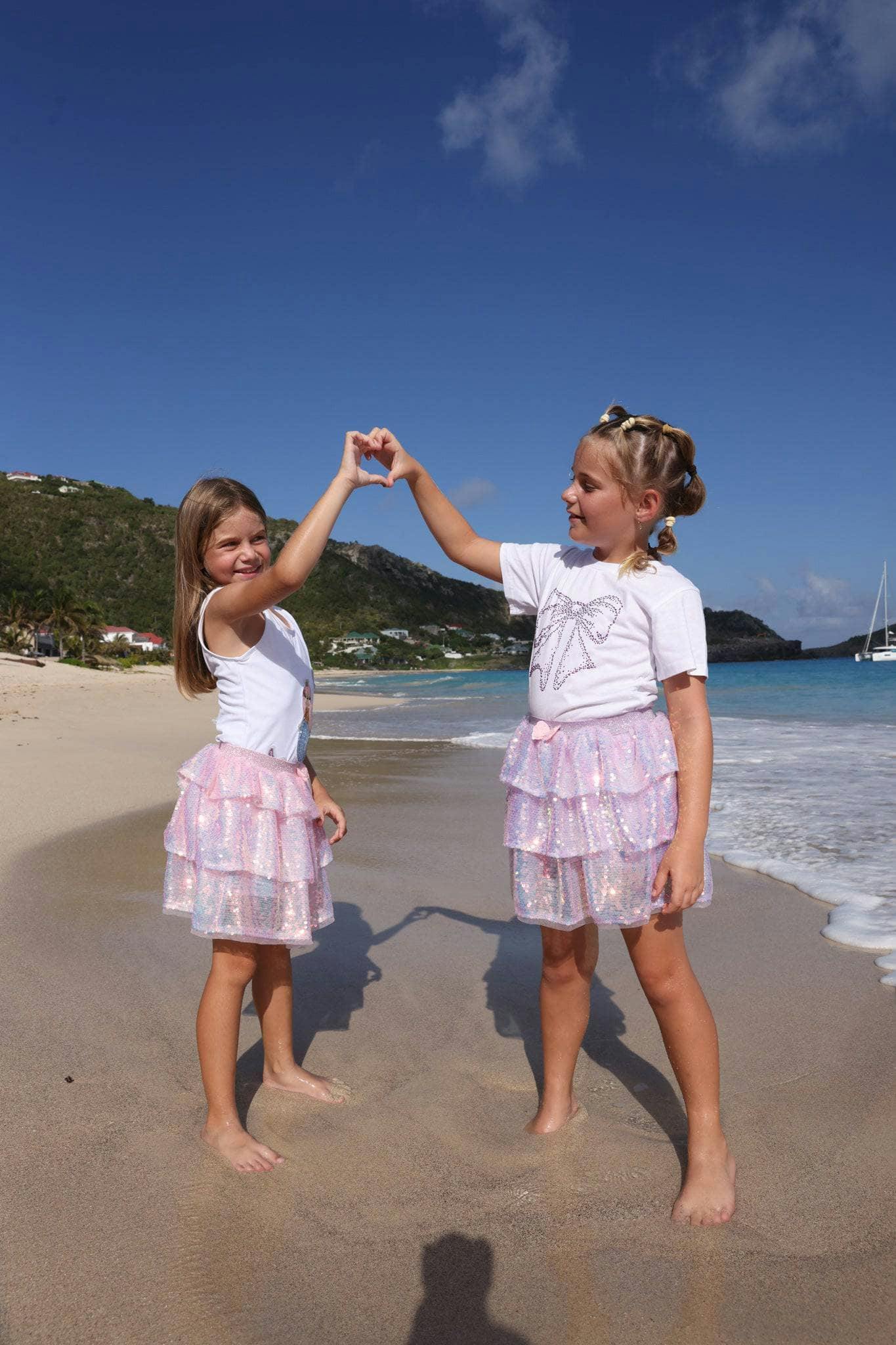Iridescent Shimmer Sequin Skirt Pink