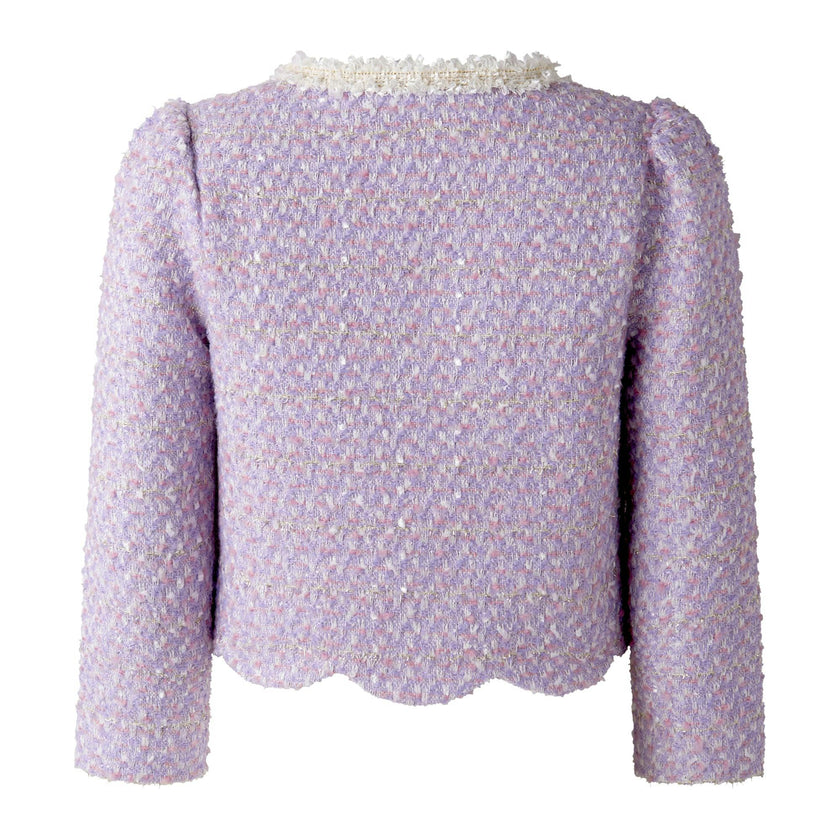 Purple Tweed Scalloped Skirt Set
