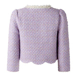 Purple Tweed Scalloped Skirt Set