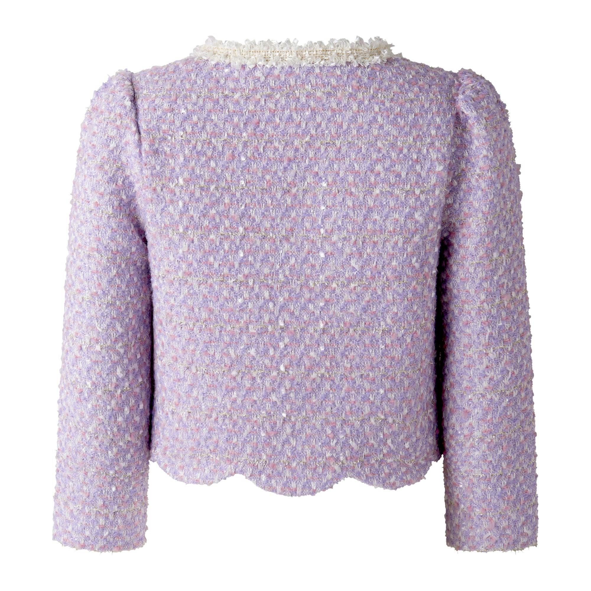 Purple Tweed Scalloped Skirt Set