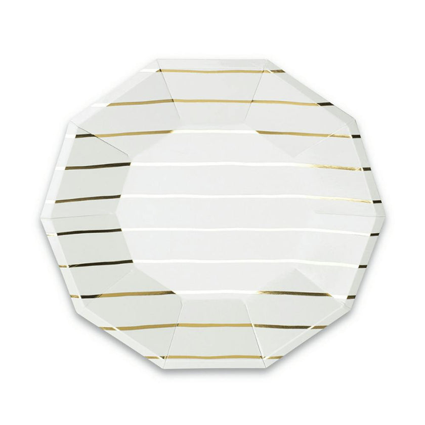 Gold Frenchie Metallic Striped Large Plates