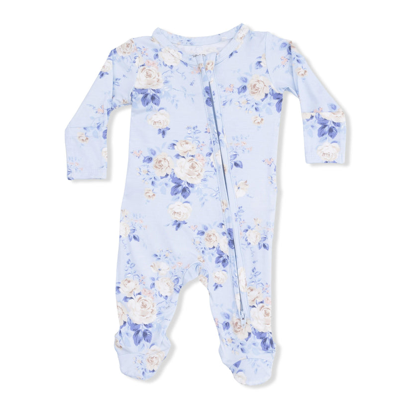 Ashley Rose Floral - 2 Way Ruffle Back Zipper Footie