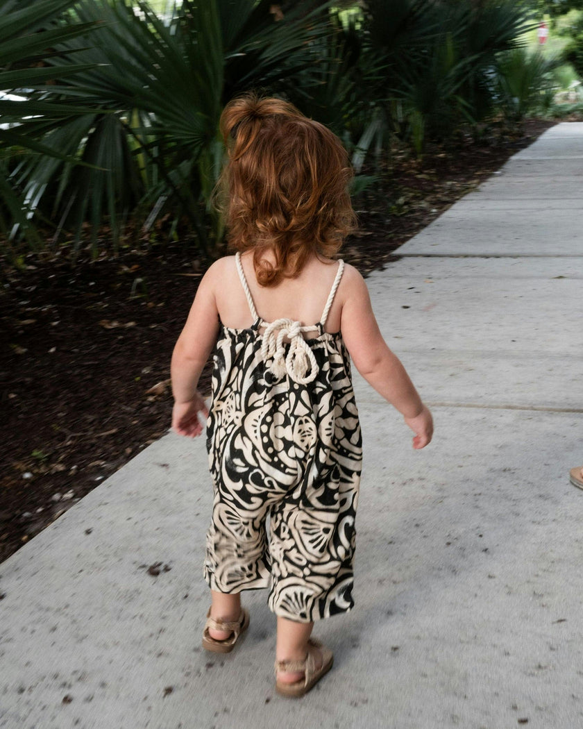 The Mallorca - Linen Girls Jumpsuit with Rope Straps