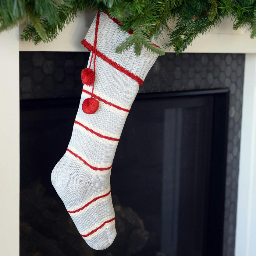 Thin Striped Rib-Cuff Stocking