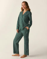 Women's Poplin Pajama Set in Ditsy Waltz Evergreen