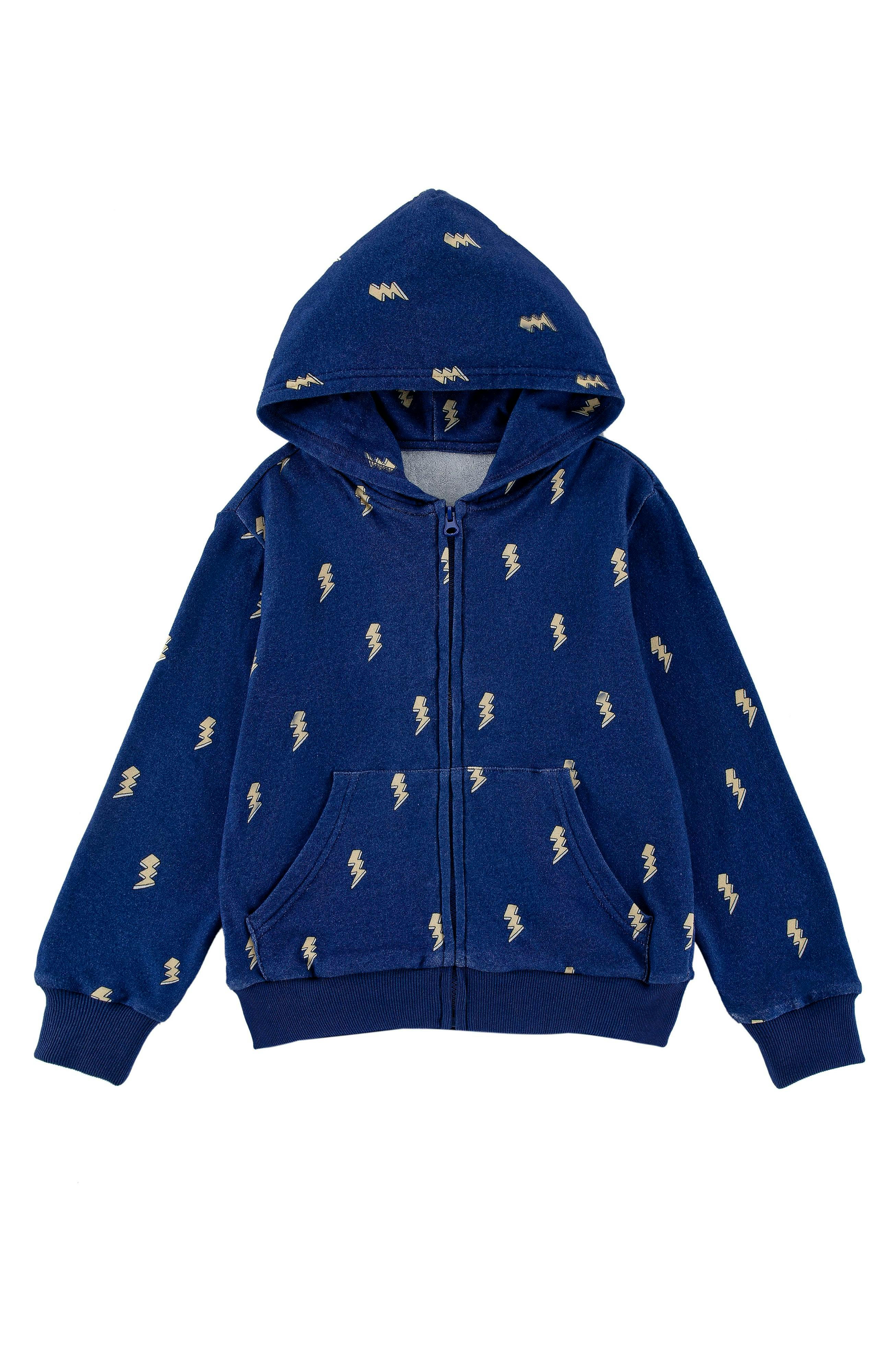 Soft Fleece Zip Up, Navy Lightning