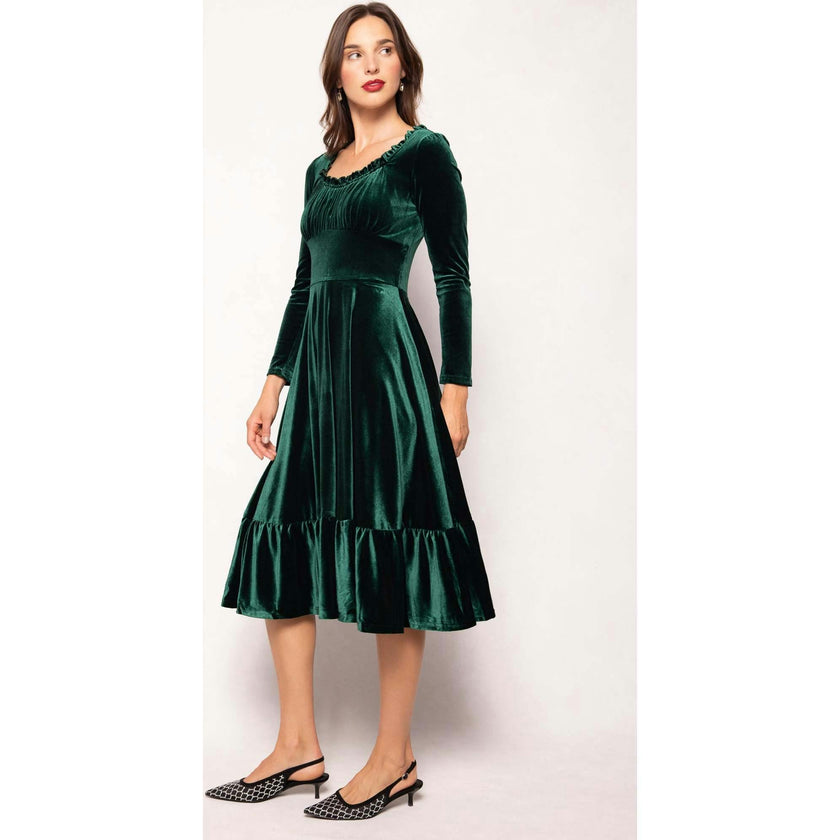 Cypress Dress in Green Velvet
