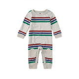 Stripe Knee Patch Baby Romper, Mica