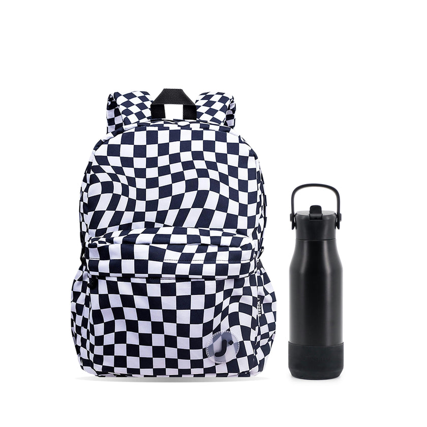 Oz Daypack Backpack with 22oz Flowee Water Bottle in Wavy Checkers