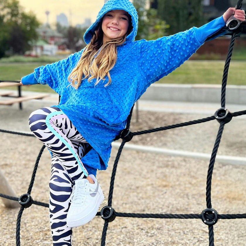 Minky Bubble Oversized Hoodie - Blue