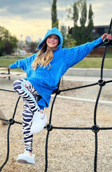 Minky Bubble Oversized Hoodie - Blue