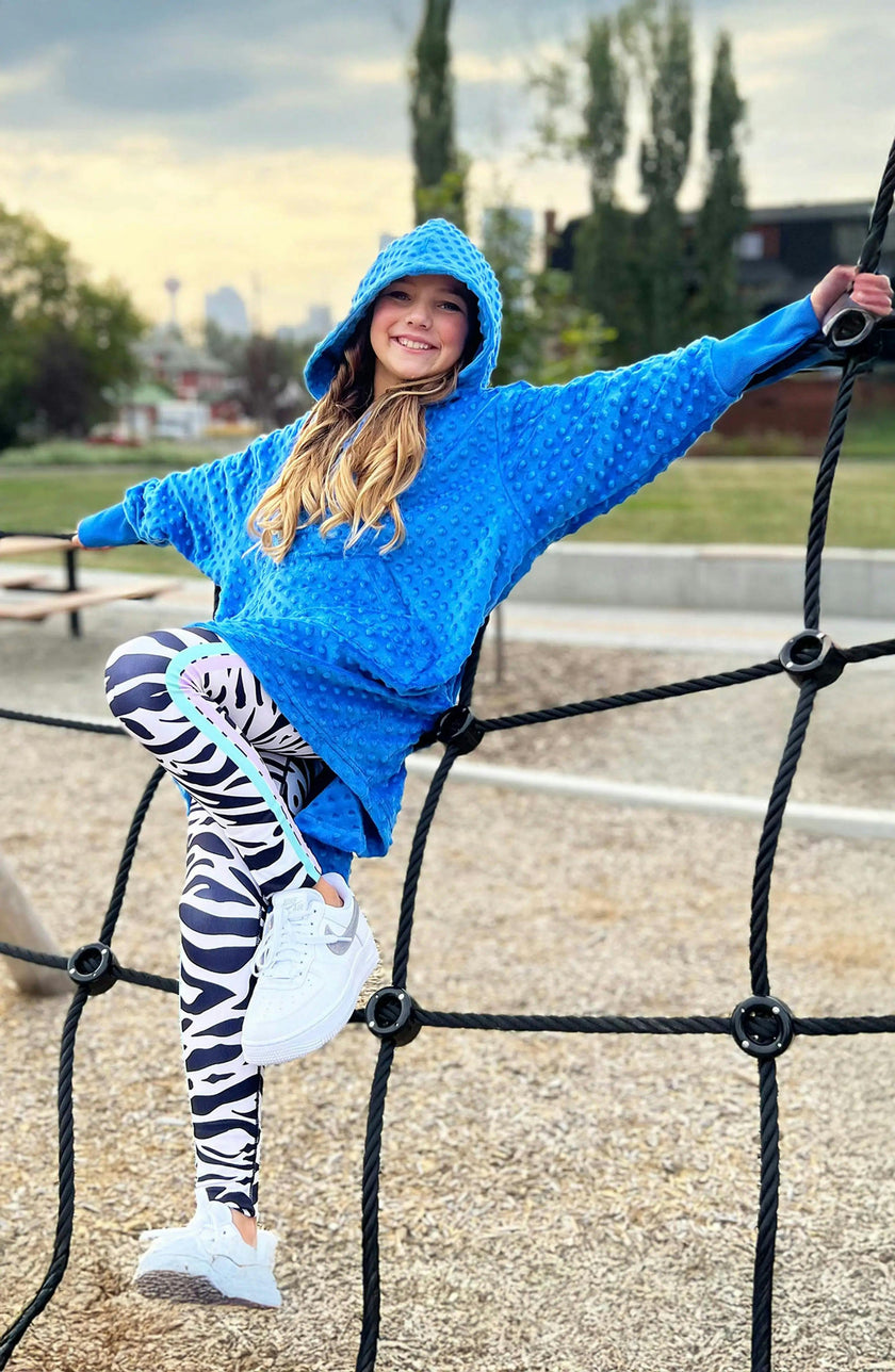 Minky Bubble Oversized Hoodie - Blue