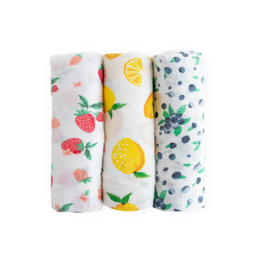 Cotton Muslin Swaddle Blanket 3 Pack - Berry Lemonade