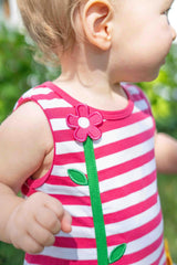 Stripe Knit Romper With Flower