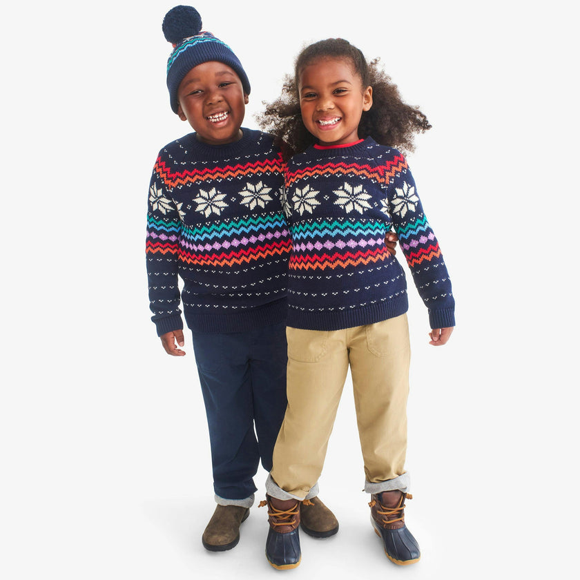 Kids rainbow snowflake fair isle sweater