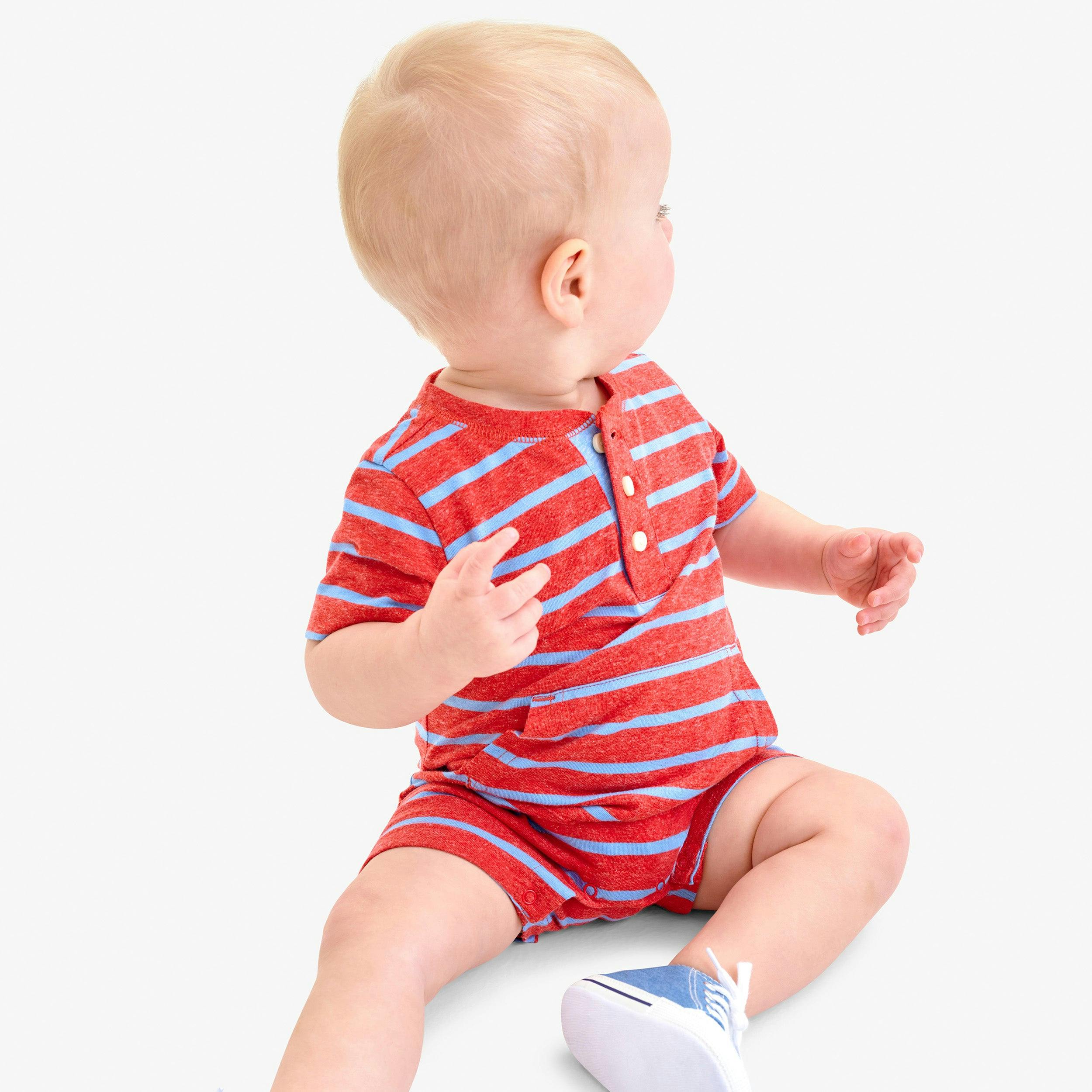 Baby heathered henley shortie in stripe