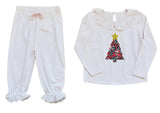 Liberty of London children's Christmas tree frilled pyjamas - pink