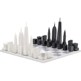 Chess Set Acrylic NEW YORK with Marble Hatch Board