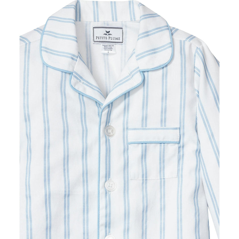 Kid's Twill Pajama Set in Periwinkle Stripe