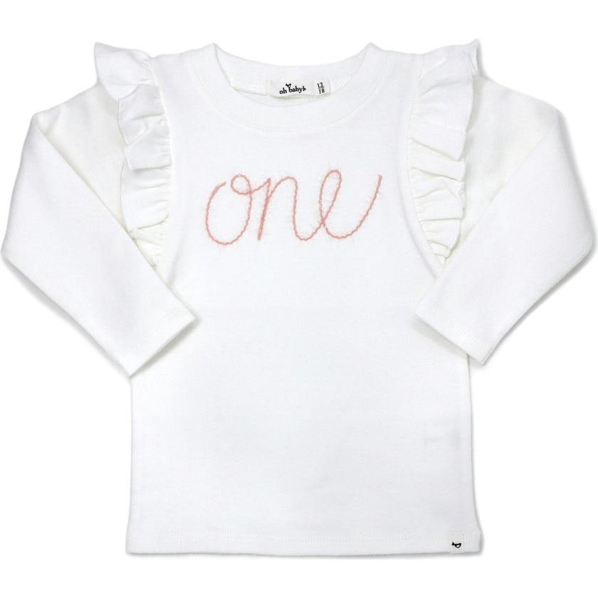 Millie Long Sleeve Tee in 'one' Pink Eyelash Writing