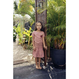Ribbed Berry Tired Ruffle Hem Short Skirt