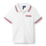 The Stripe Trim Pique Polo, white