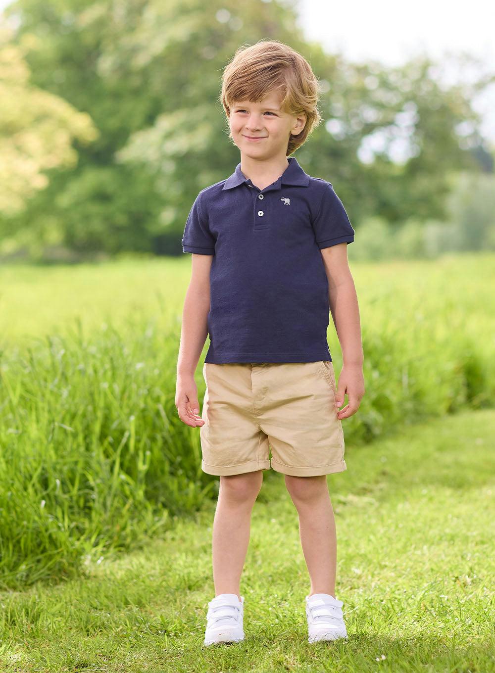 Harry Piqué Polo in Navy
