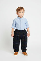 The Highland Pleated Checked Corduroy Pants - Green