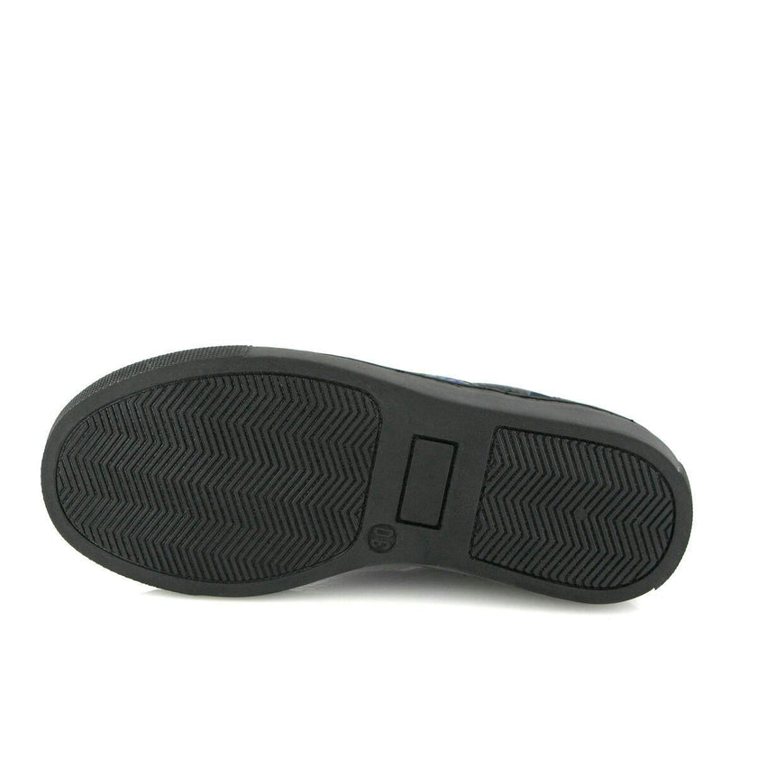 Leather Slip On Sneakers, Black & Blue