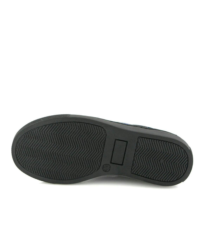 Leather Slip On Sneakers, Black & Blue