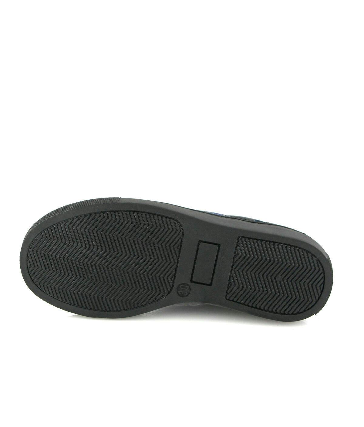 Leather Slip On Sneakers, Black & Blue