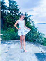 Light Blue Tank Dress with Ruffle Skirt