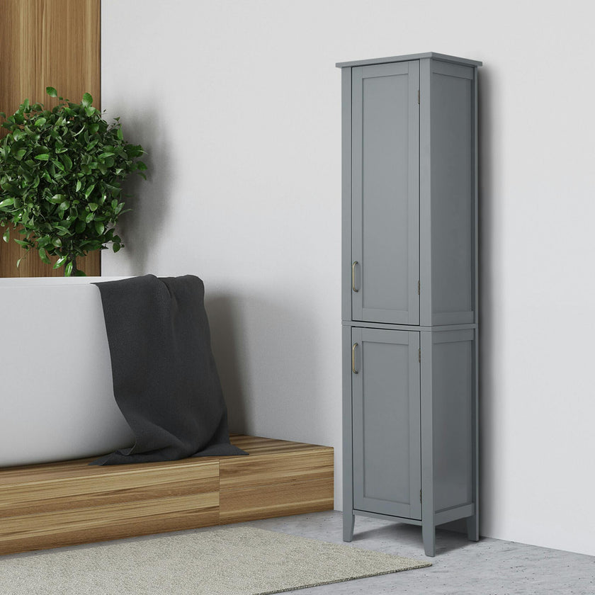Mercer Mid Century Modern Bathroom Linen Tower Storage with Two Doors